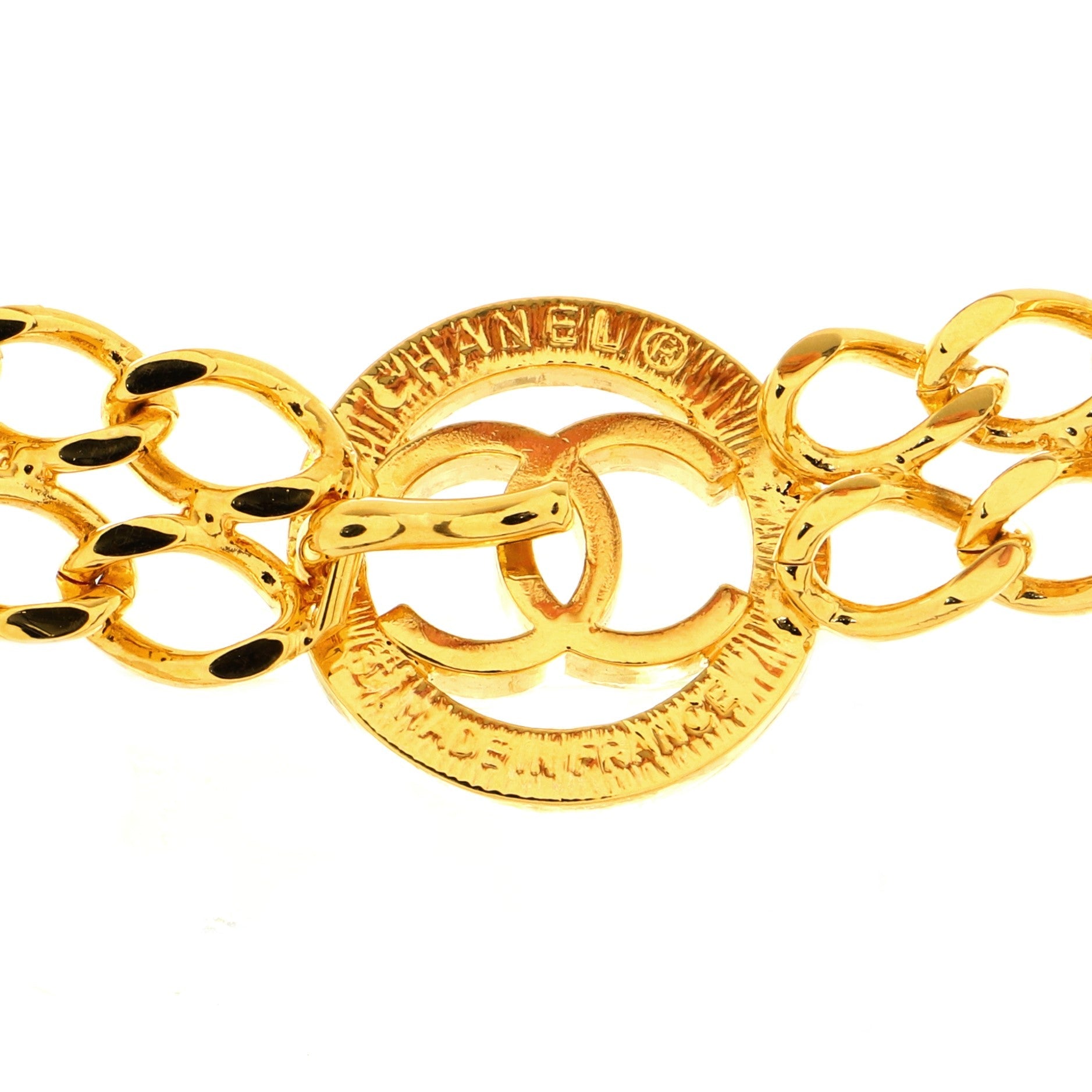 Vintage CC Circle Double Chain Belt Metal 65
