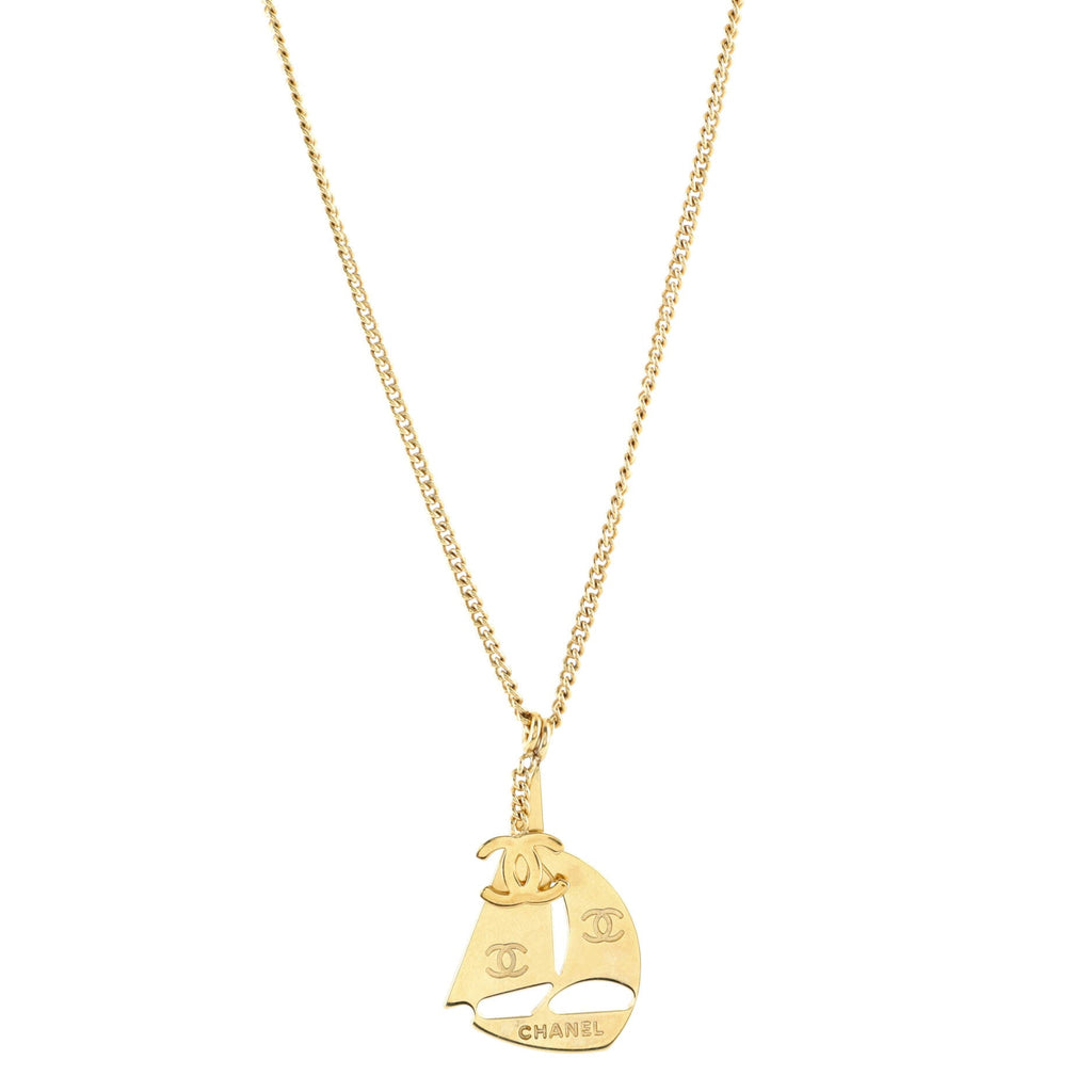 Sail Boat Pendant Necklace Metal Long