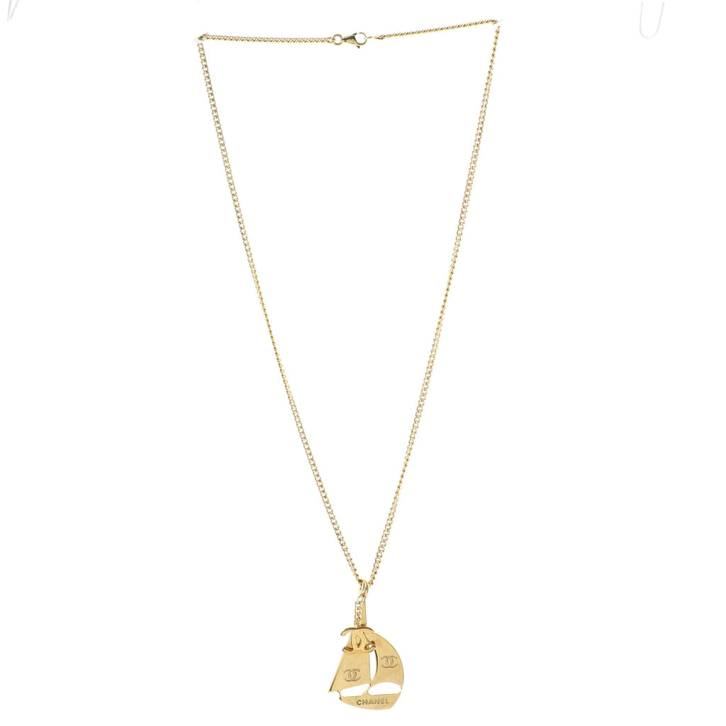 Sail Boat Pendant Necklace Metal Long
