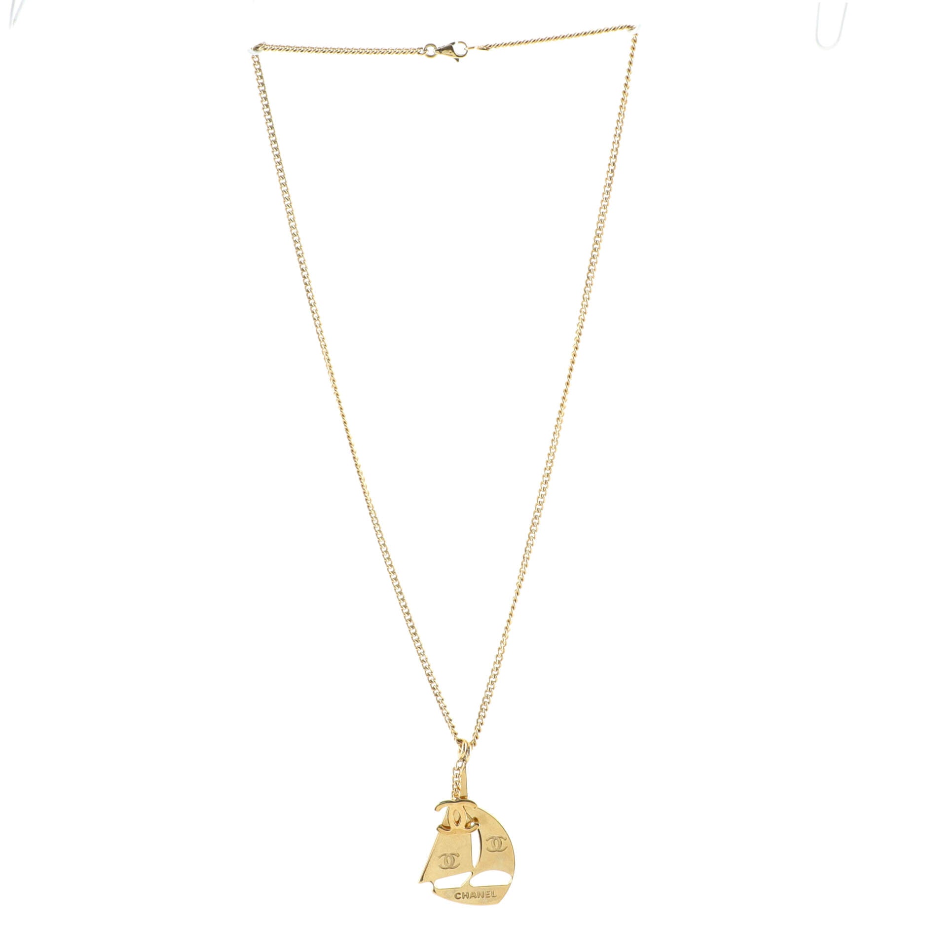 Sail Boat Pendant Necklace Metal Long
