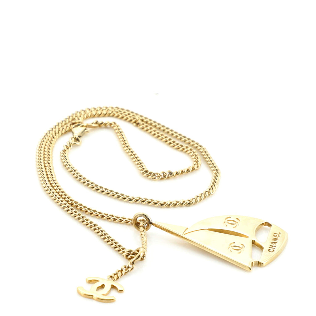 Sail Boat Pendant Necklace Metal Long