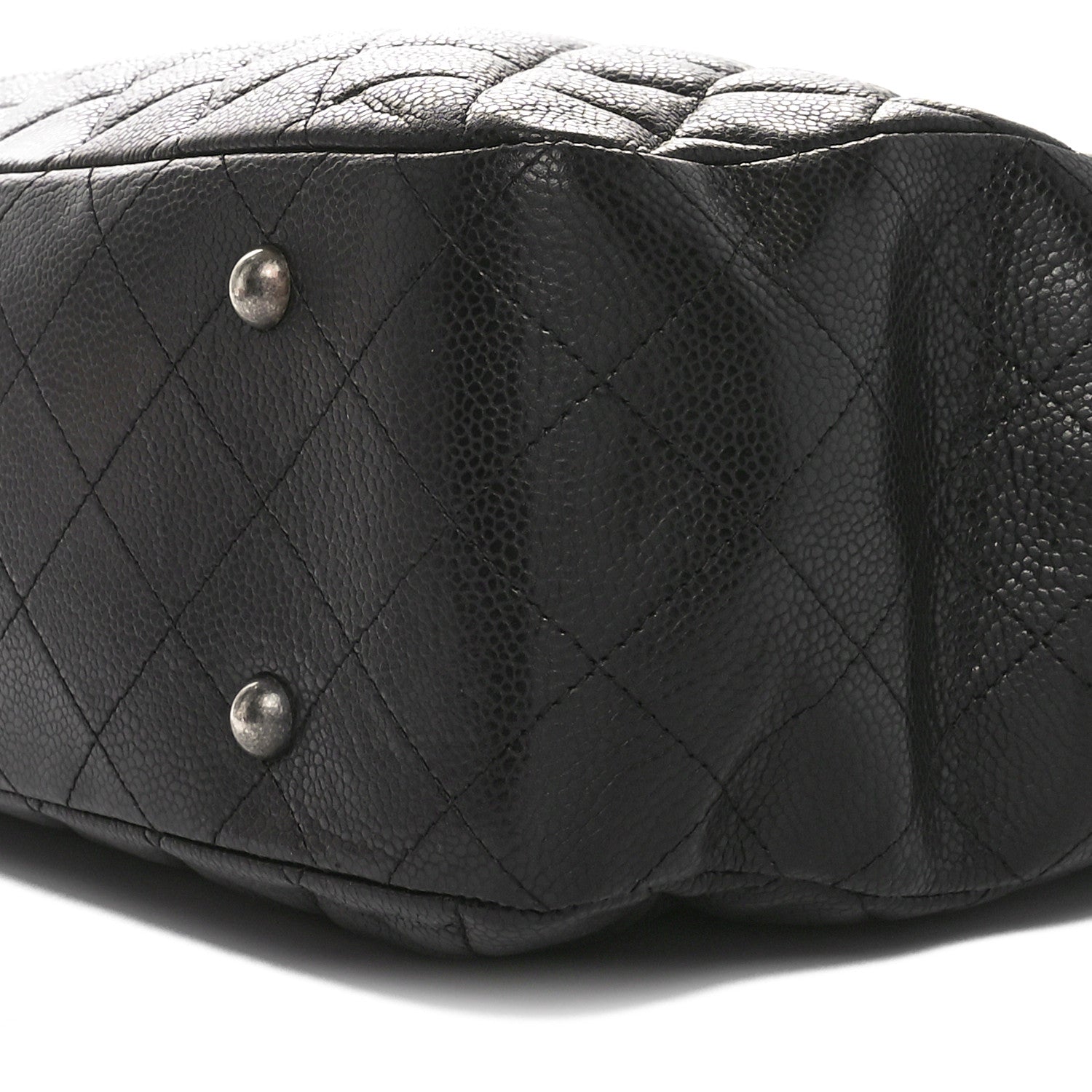 Caviar Quilted Large Shopping Tote Black