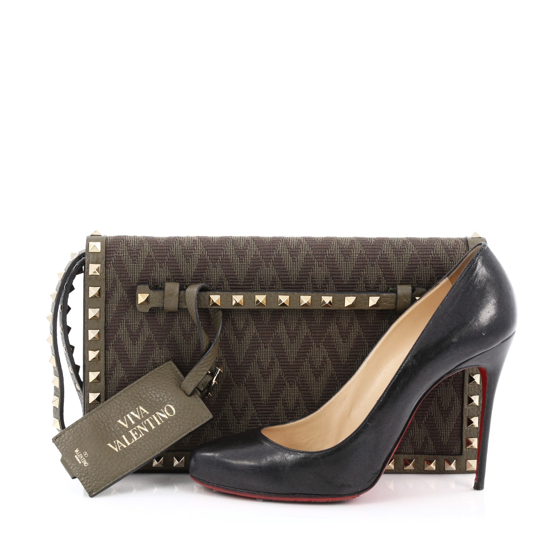 Rockstud Flap Clutch Studded Monogram Canvas