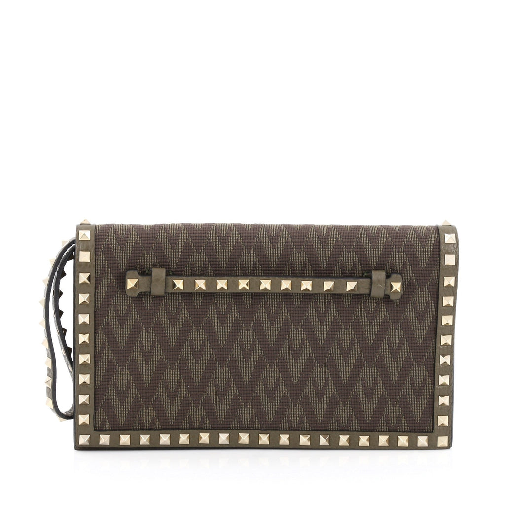Rockstud Flap Clutch Studded Monogram Canvas