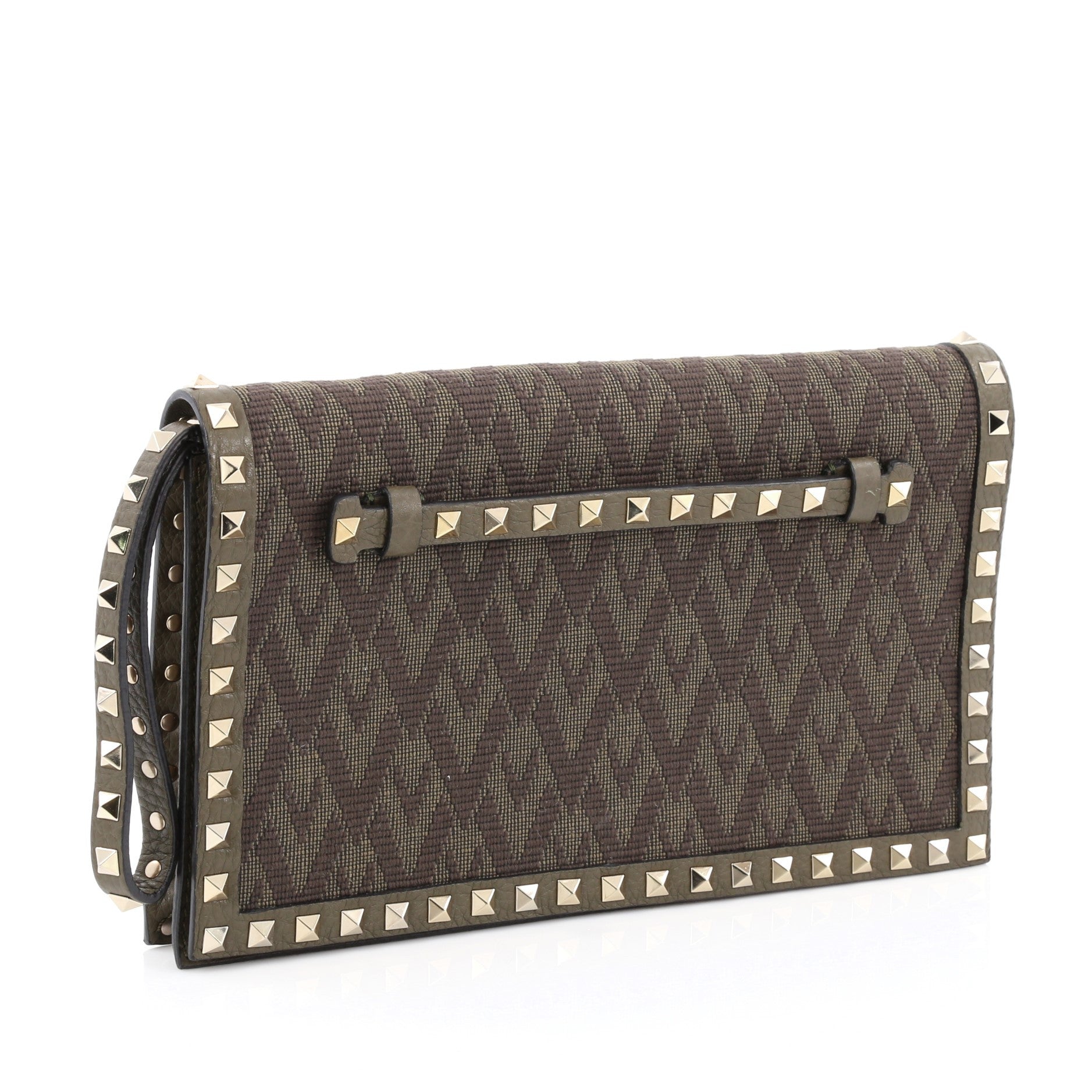 Rockstud Flap Clutch Studded Monogram Canvas