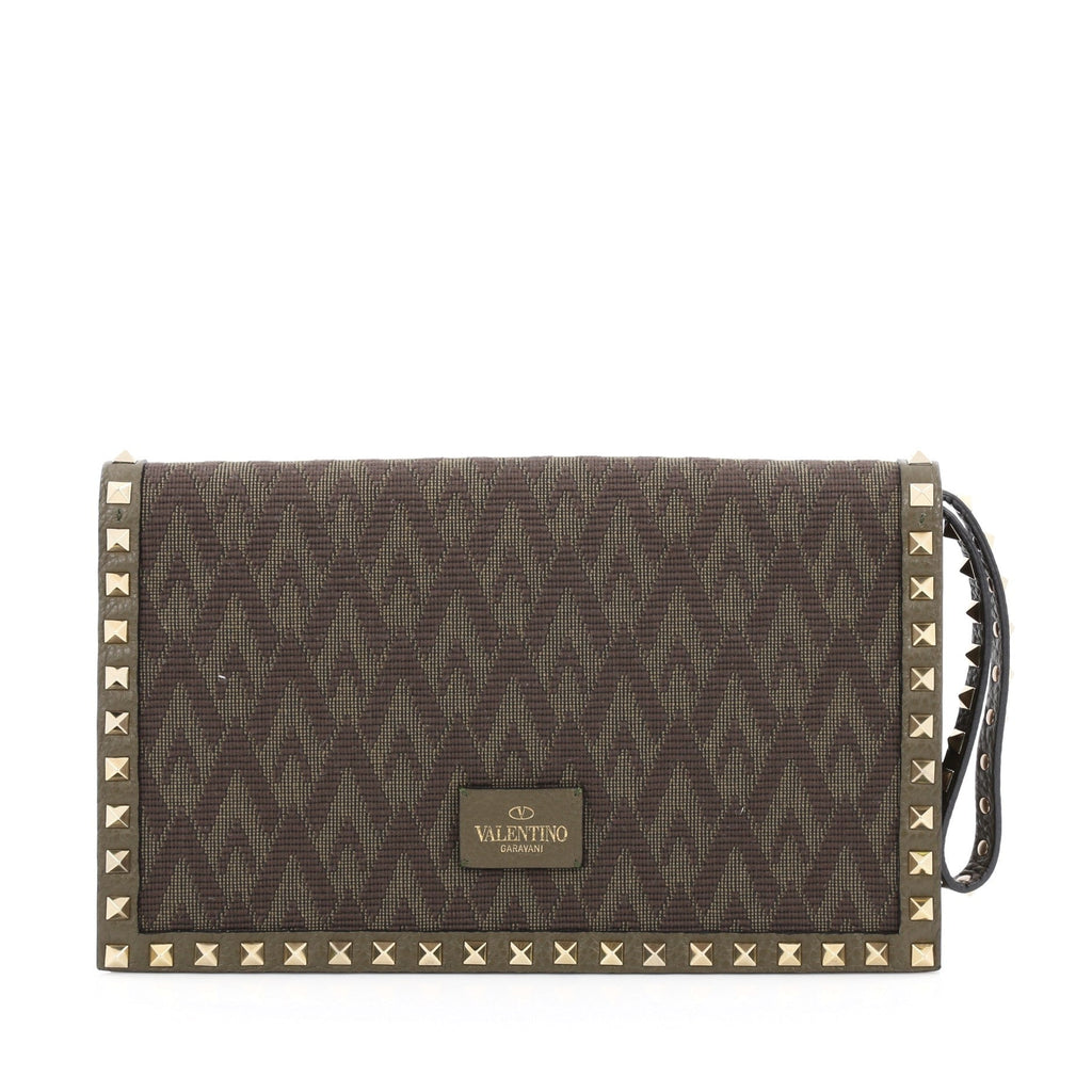 Rockstud Flap Clutch Studded Monogram Canvas