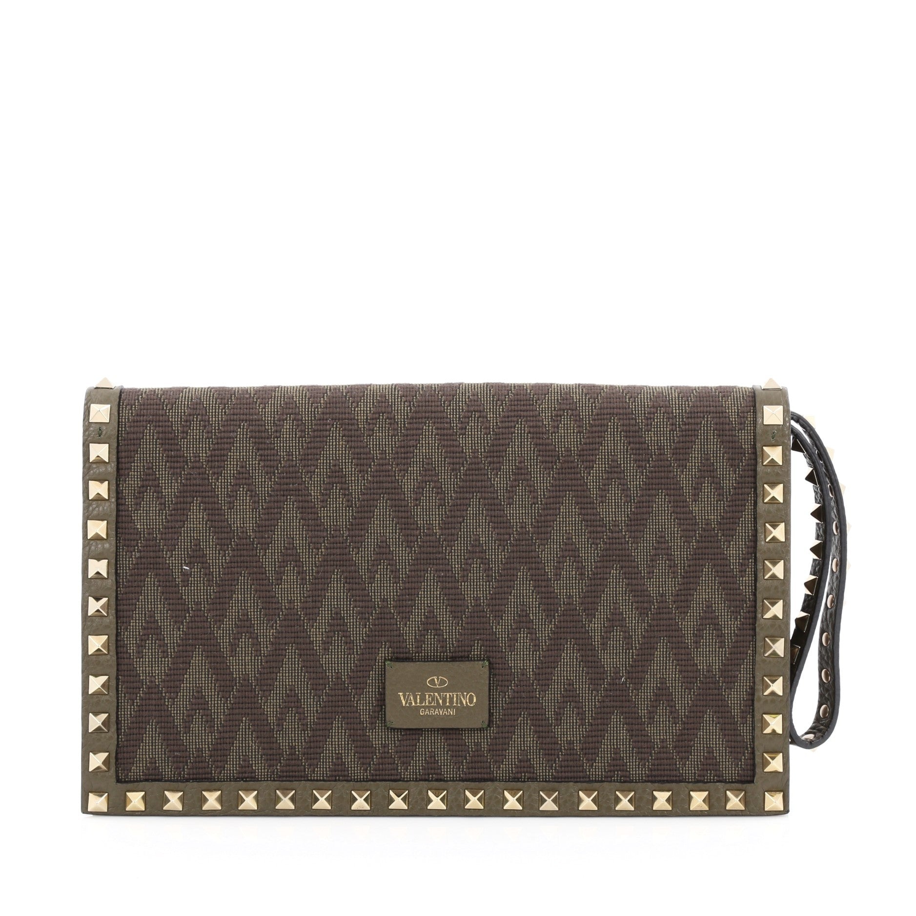 Rockstud Flap Clutch Studded Monogram Canvas