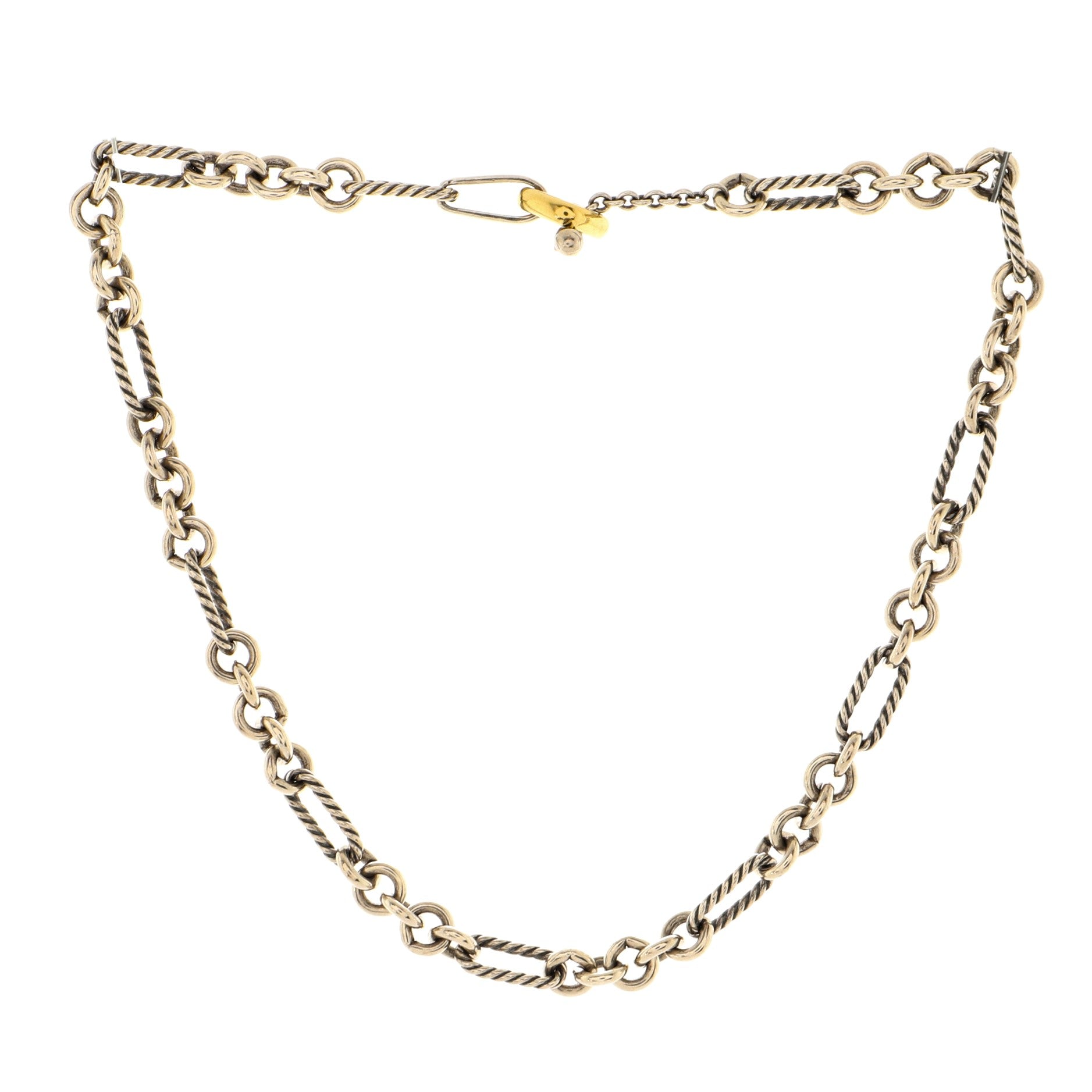 Figaro Chain Necklace Sterling Silver with 18K Yellow Gold