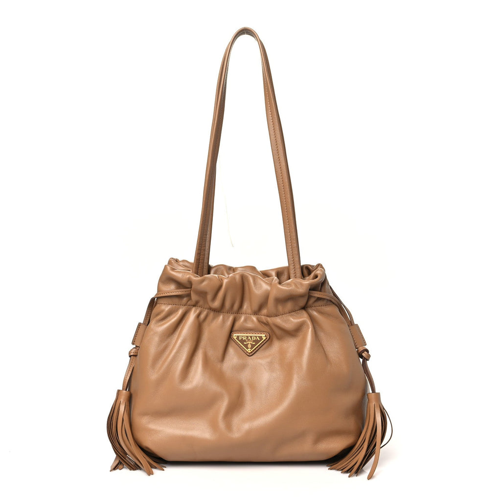 Nappa Drawstring Tote Caramel