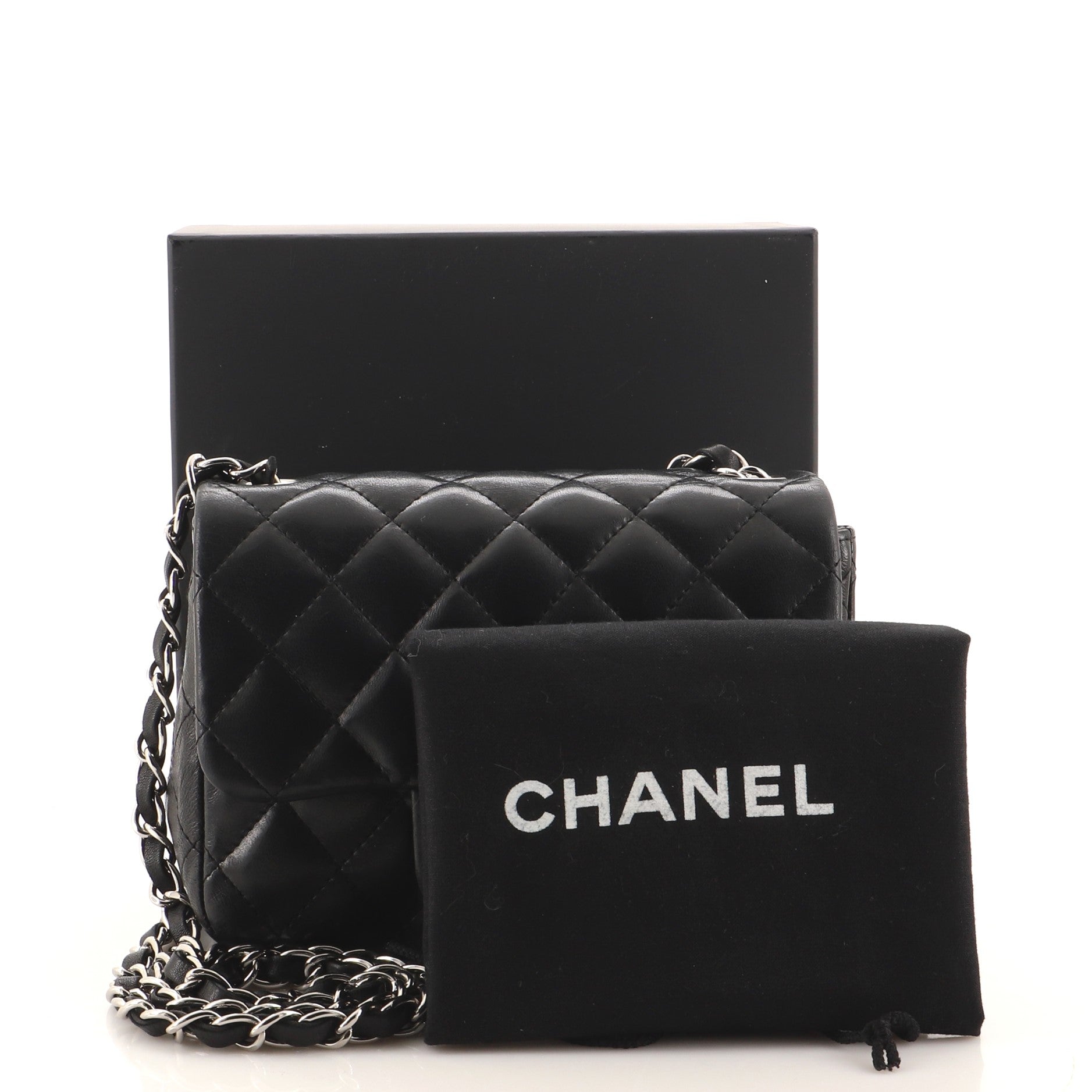 Square Classic Single Flap Bag Quilted Lambskin Mini