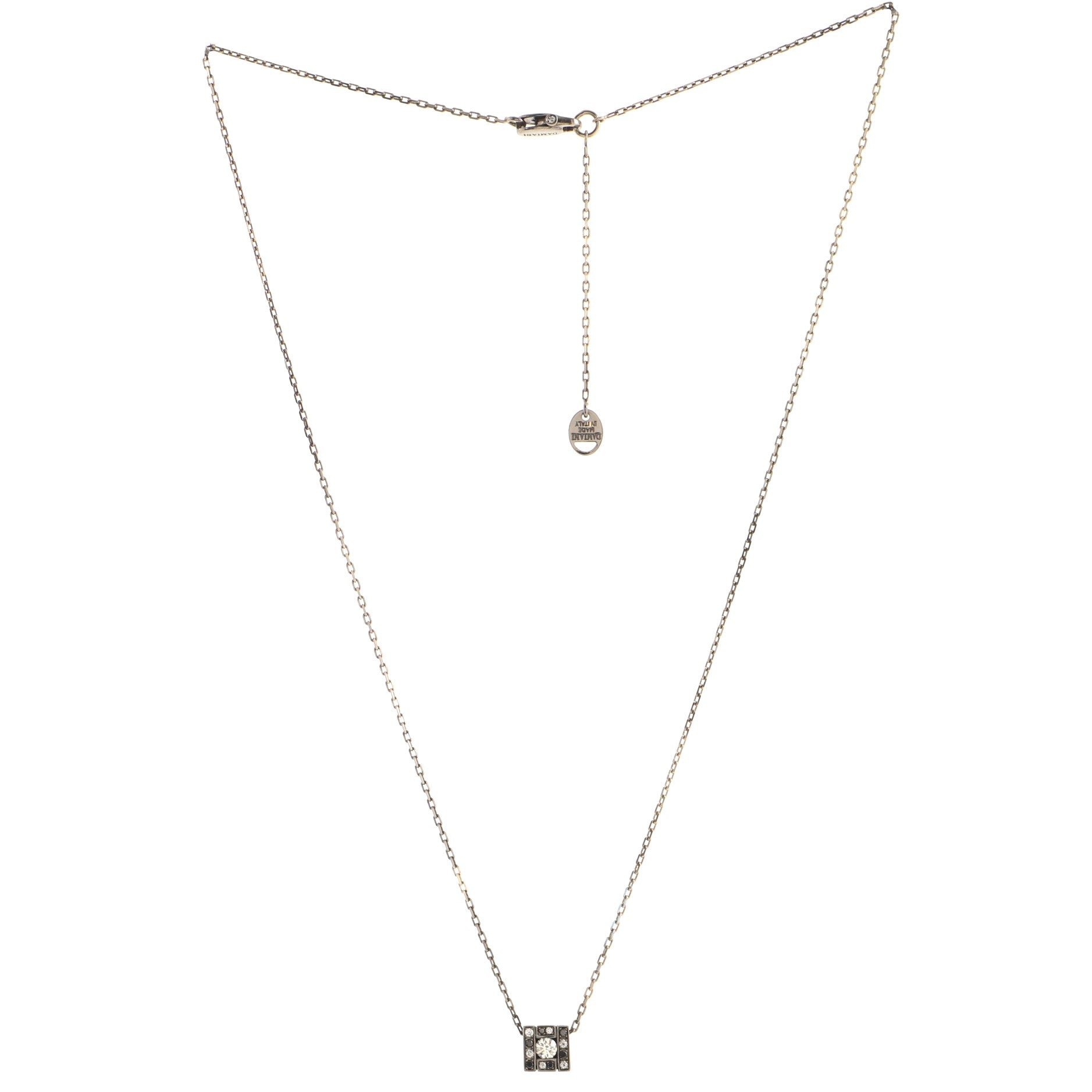Belle Epoque Square Pendant Necklace 18K White Gold and Diamonds