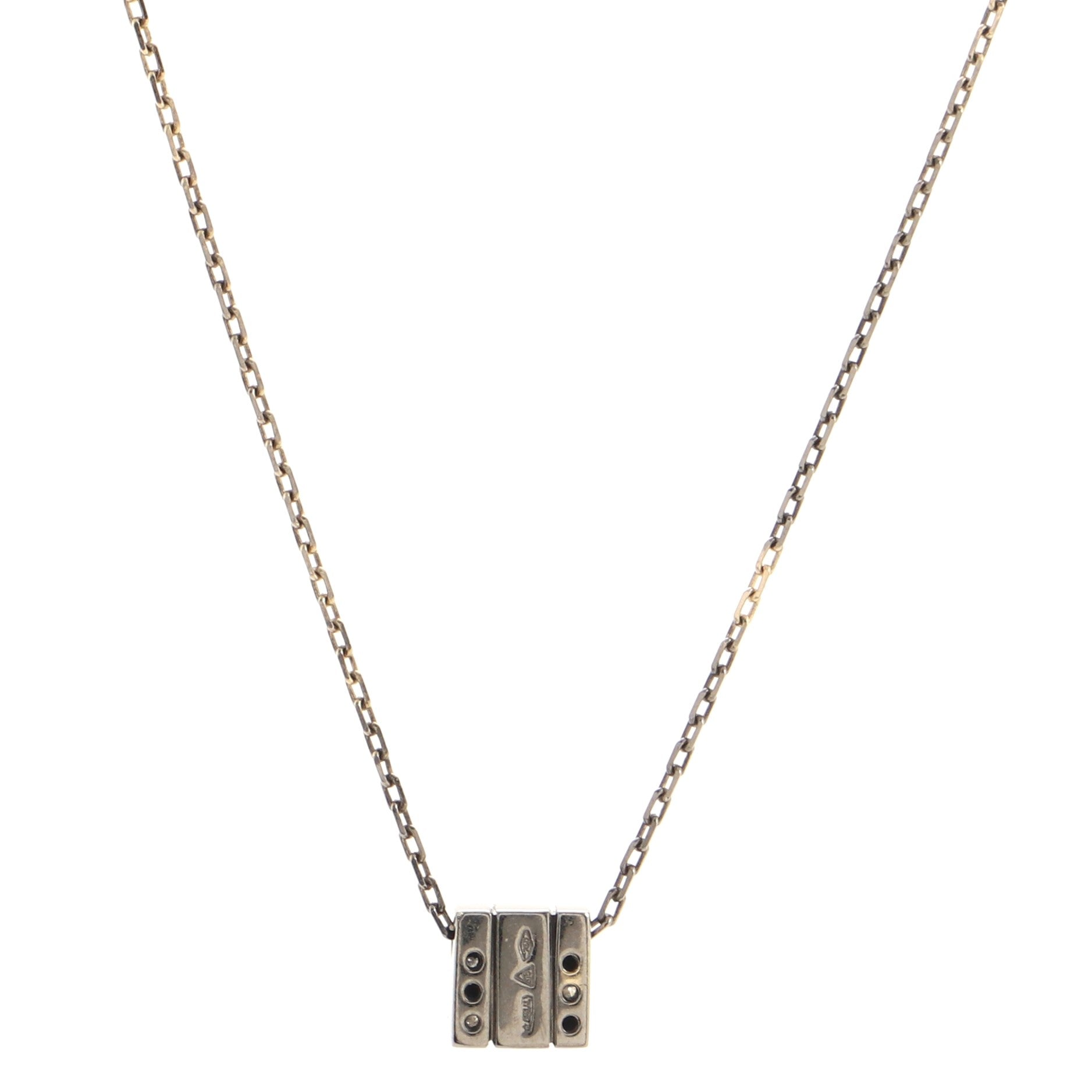 Belle Epoque Square Pendant Necklace 18K White Gold and Diamonds