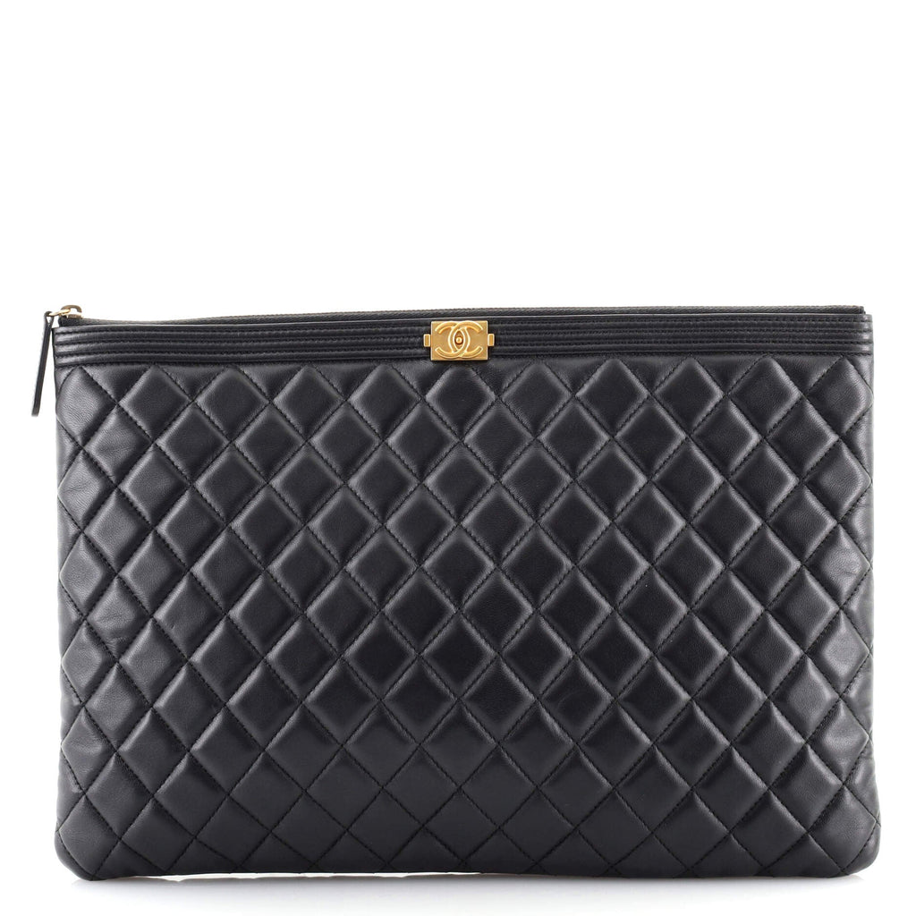 Boy O Case Clutch Quilted Lambskin Large