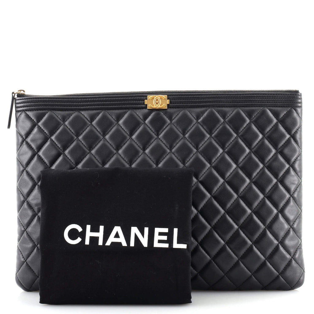 Boy O Case Clutch Quilted Lambskin Large