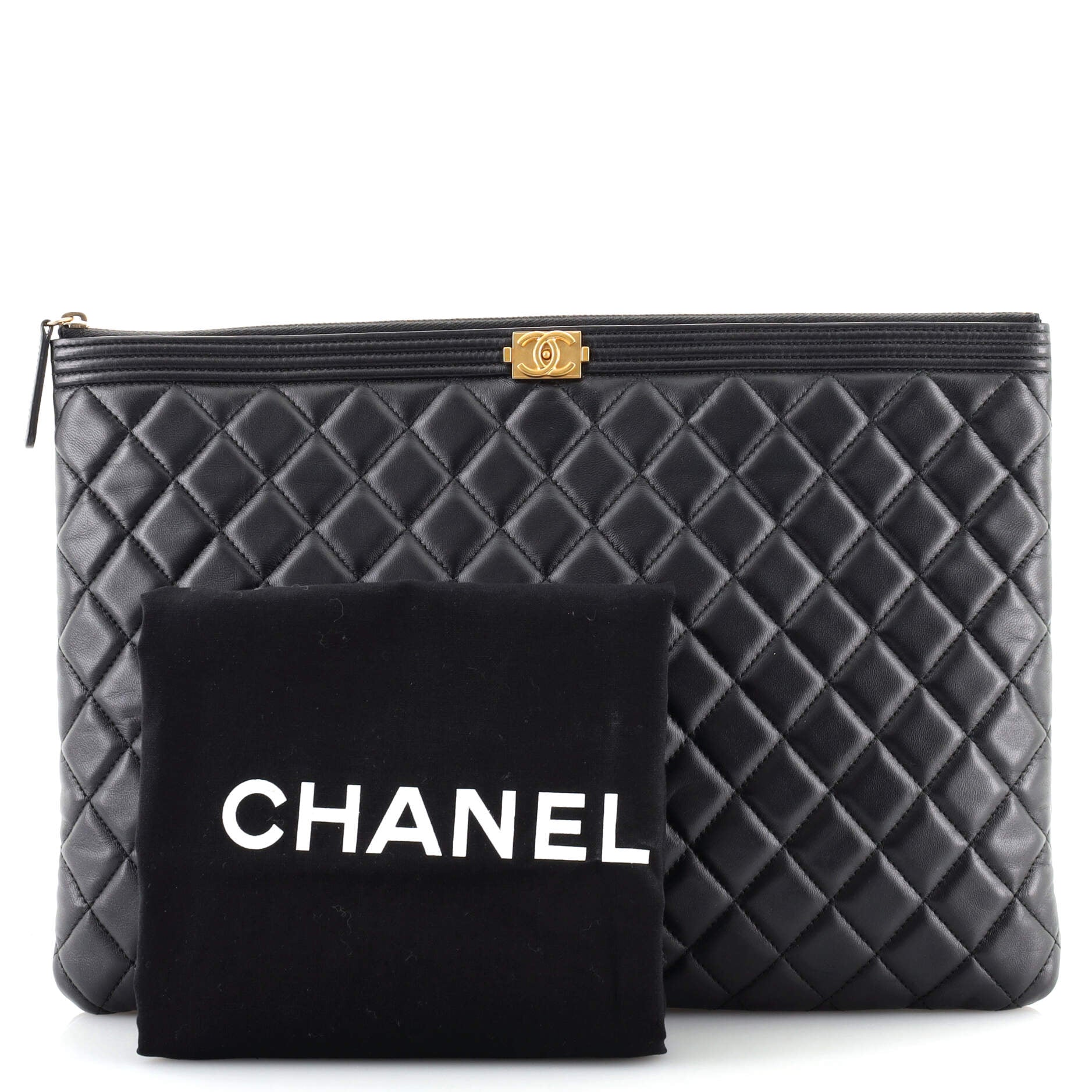 Boy O Case Clutch Quilted Lambskin Large
