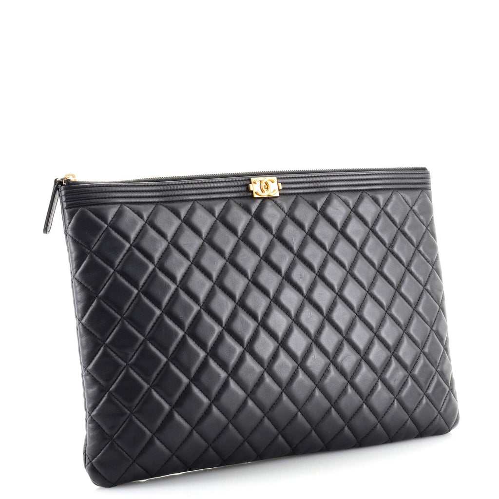 Boy O Case Clutch Quilted Lambskin Large
