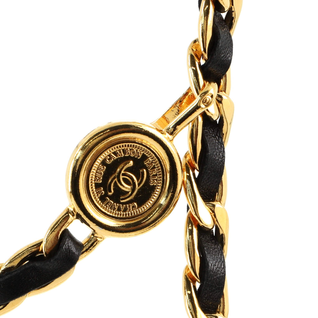 Vintage Medallion Chain Belt Metal and Leather 80