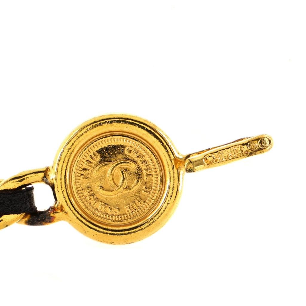 Vintage Medallion Chain Belt Metal and Leather 90