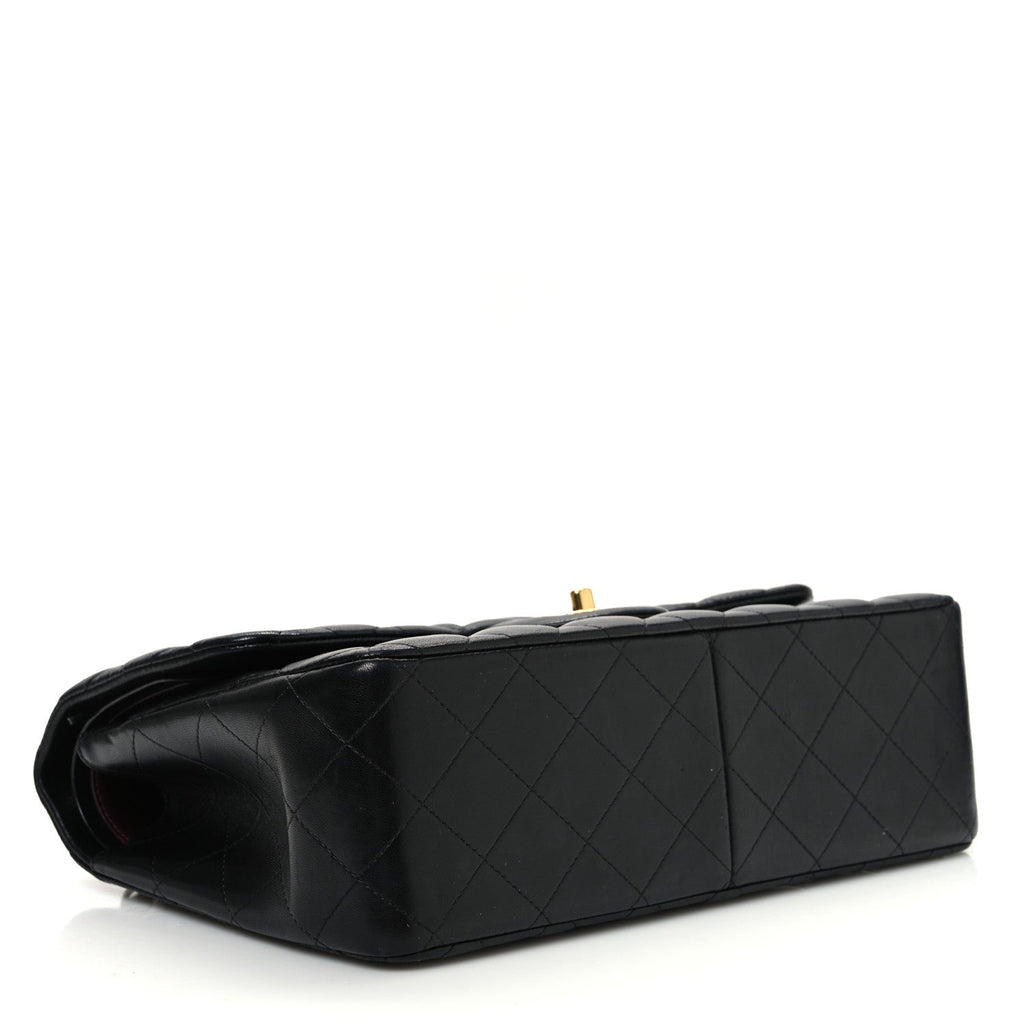 Lambskin Quilted Jumbo Double Flap Black