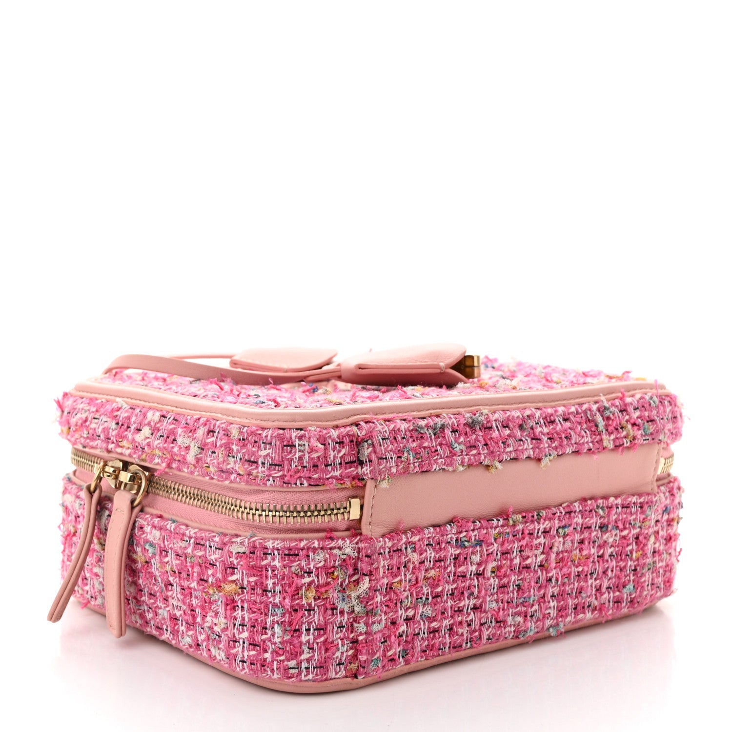 Tweed Quilted Medium CC Filigree Vanity Case Pink
