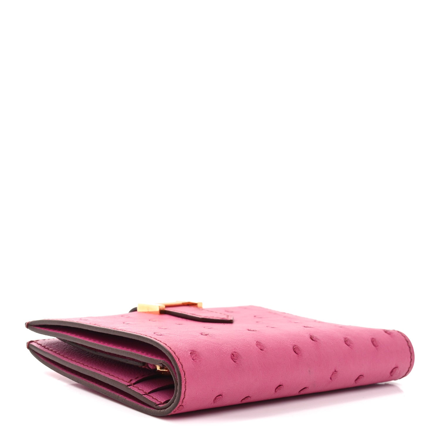 Ostrich Bearn Compact Wallet Fuchsia