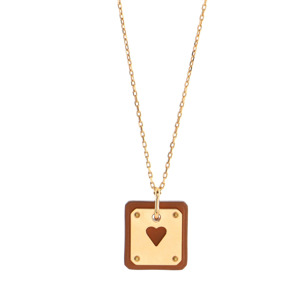 As de Coeur Pendant Necklace Metal and Leather Small