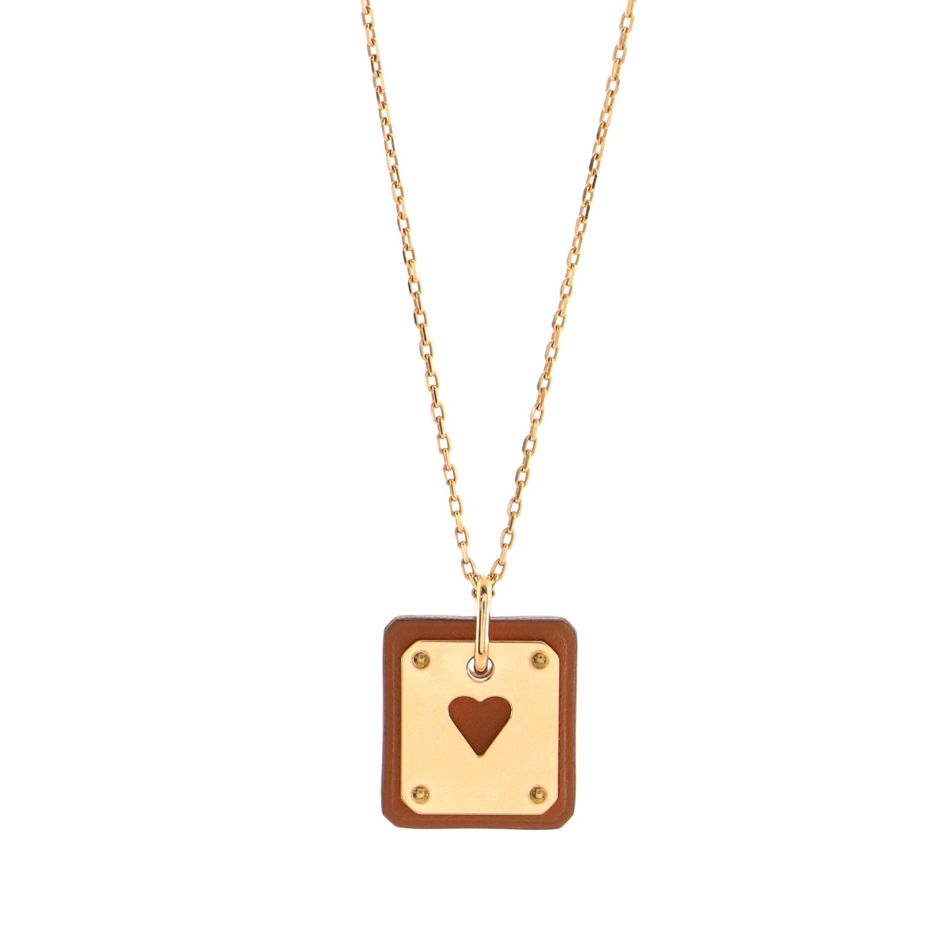As de Coeur Pendant Necklace Metal and Leather Small