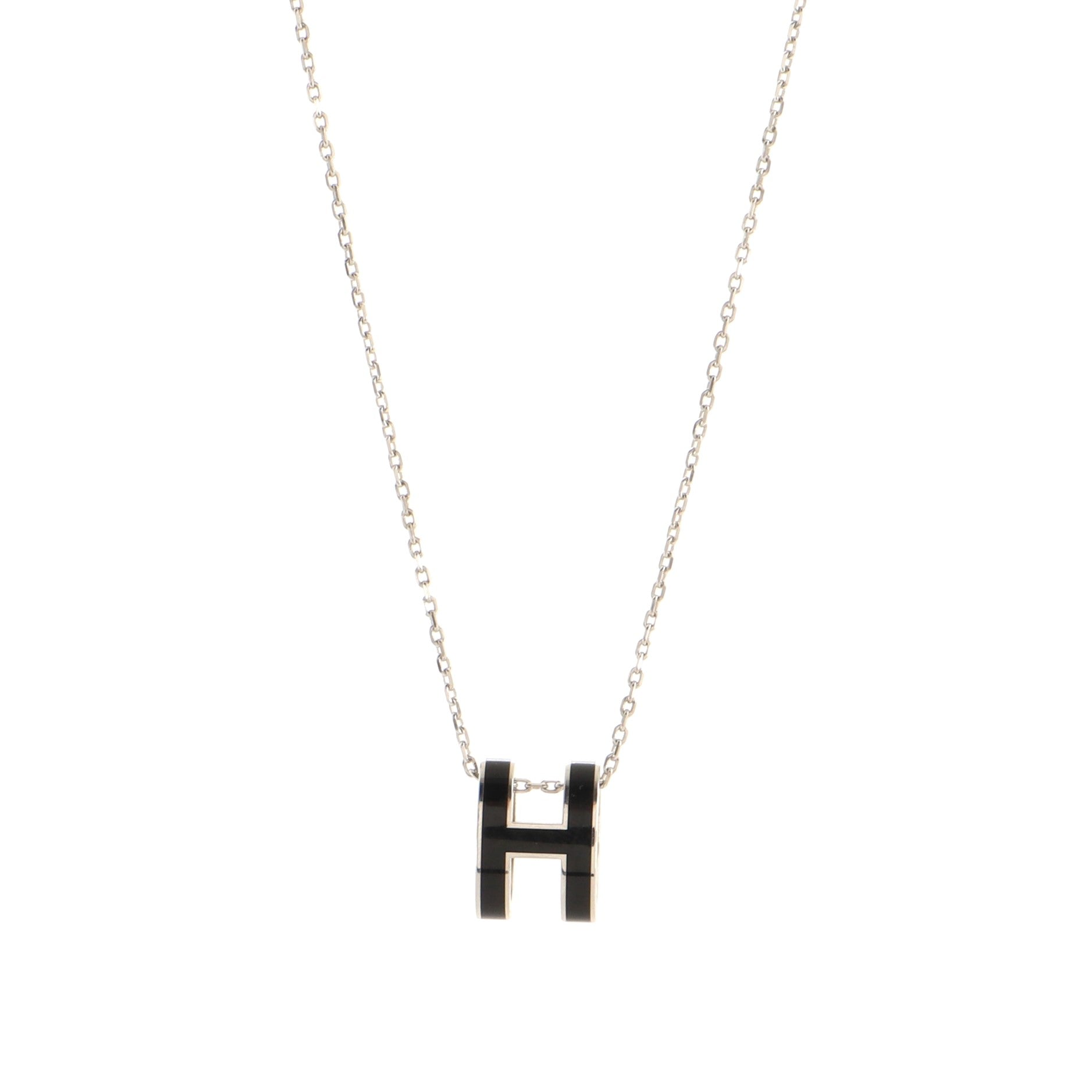 Pop H Pendant Chain Necklace Metal and Enamel