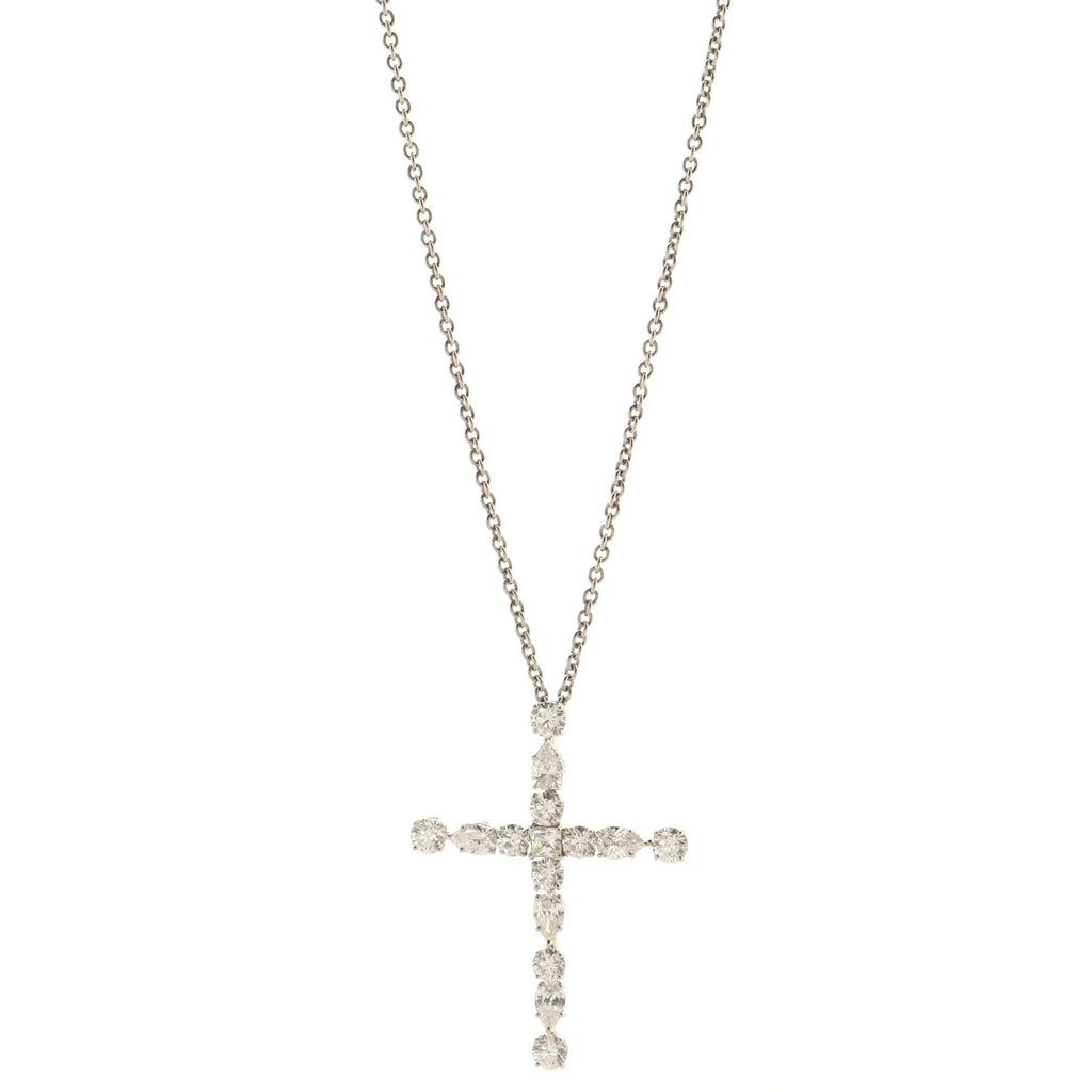 Madonna Cross Pendant Necklace Platinum with Diamonds Small