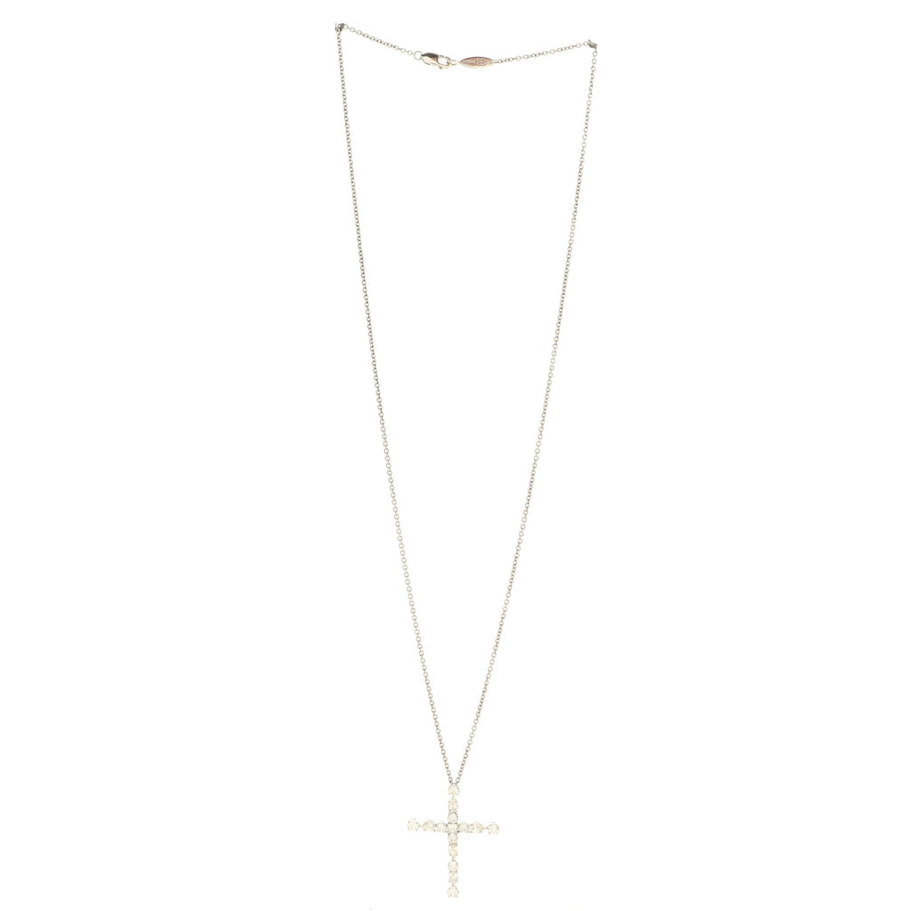 Madonna Cross Pendant Necklace Platinum with Diamonds Small