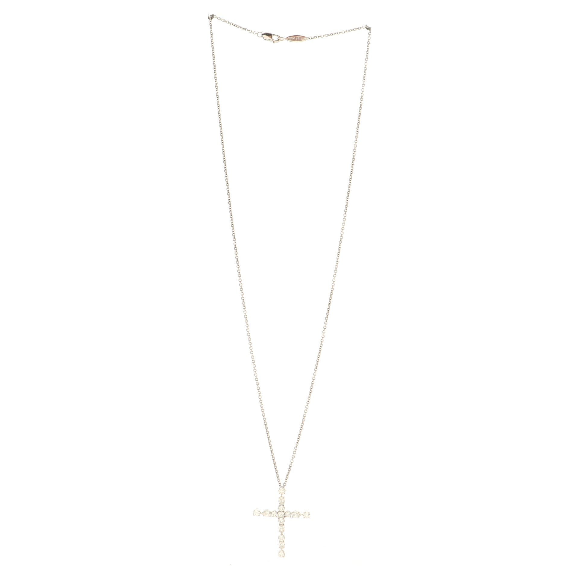 Madonna Cross Pendant Necklace Platinum with Diamonds Small