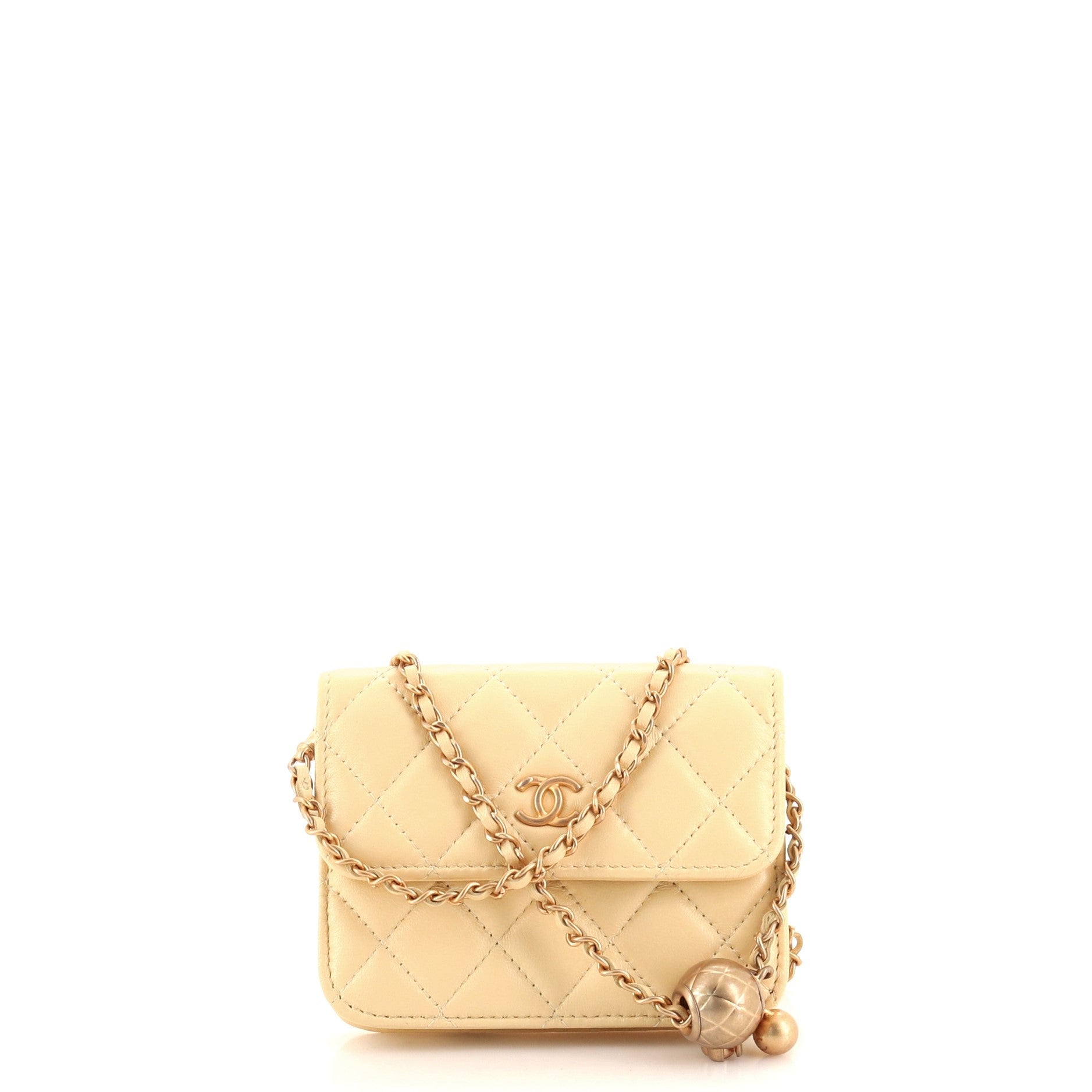 Pearl Crush Flap Clutch with Chain Quilted Lambskin Mini