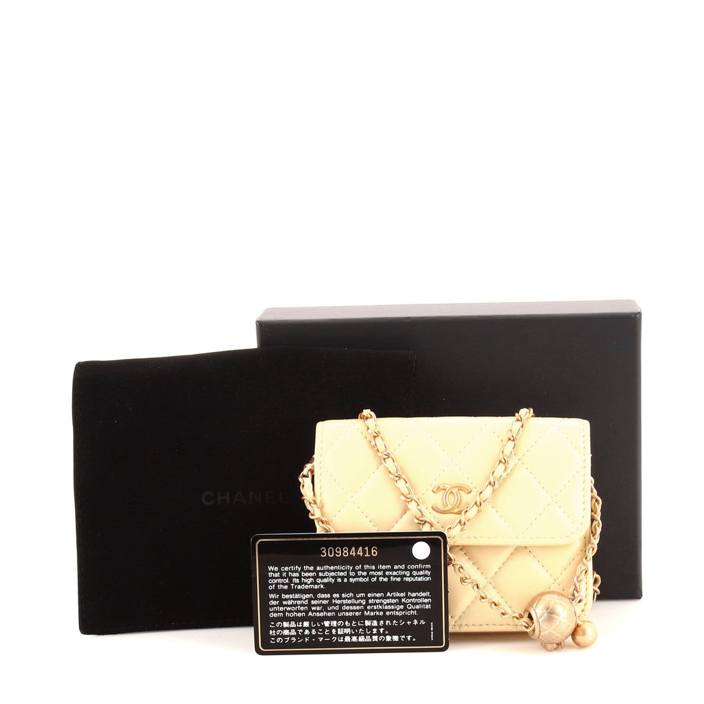 Pearl Crush Flap Clutch with Chain Quilted Lambskin Mini