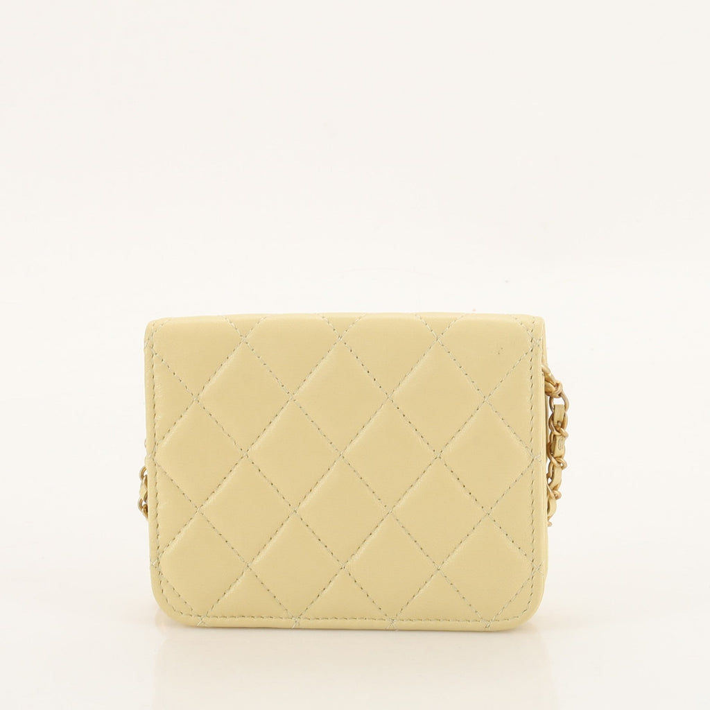 Pearl Crush Flap Clutch with Chain Quilted Lambskin Mini