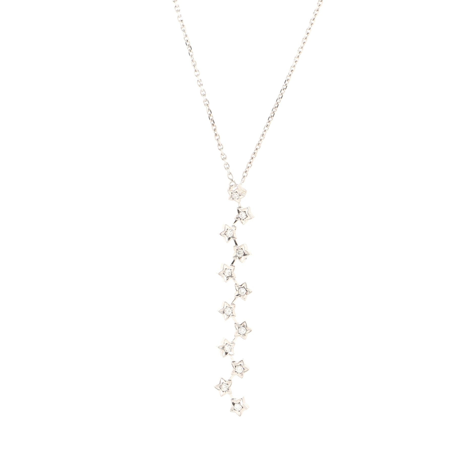 Comete Drop Pendant Necklace 18K White Gold with Diamonds
