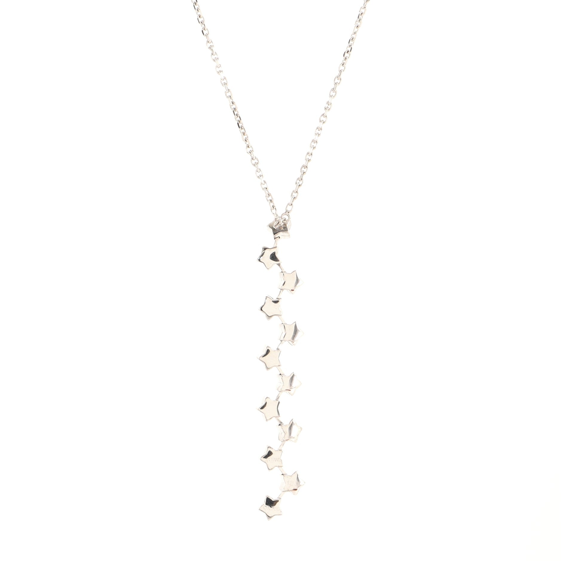 Comete Drop Pendant Necklace 18K White Gold with Diamonds