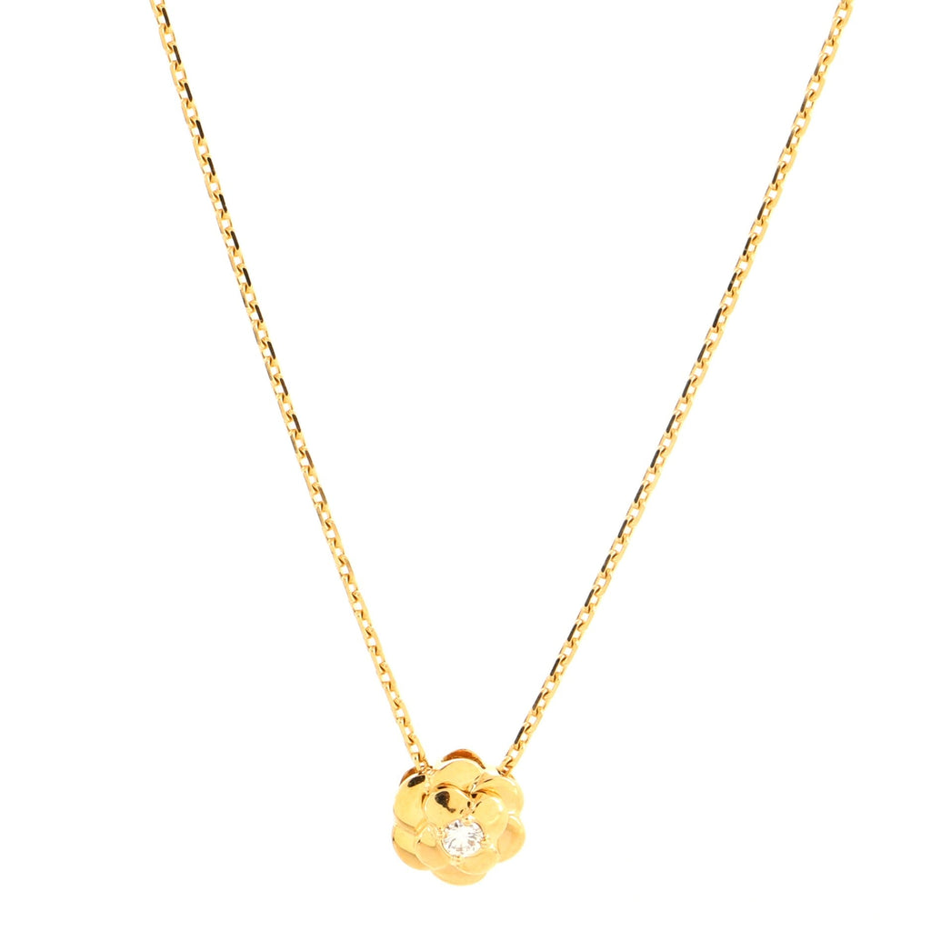 Camellia Pendant Necklace 18K Yellow Gold with Diamond