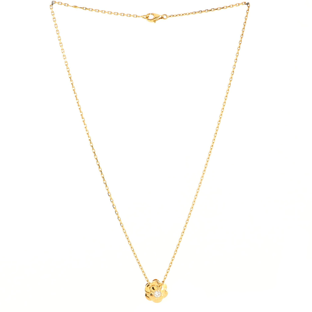 Camellia Pendant Necklace 18K Yellow Gold with Diamond
