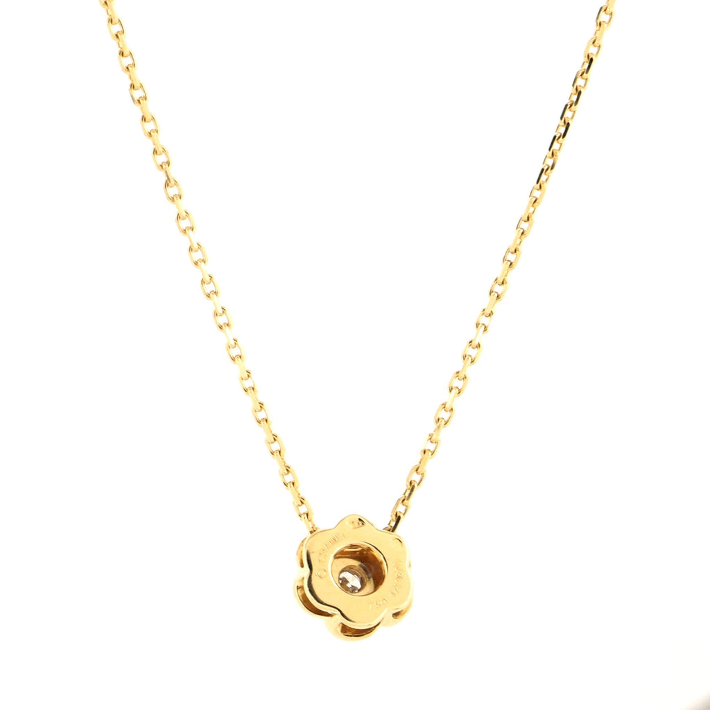 Camellia Pendant Necklace 18K Yellow Gold with Diamond