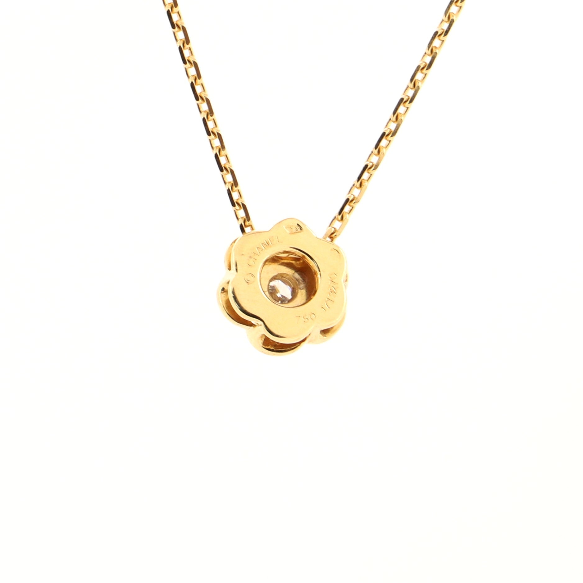 Camellia Pendant Necklace 18K Yellow Gold with Diamond