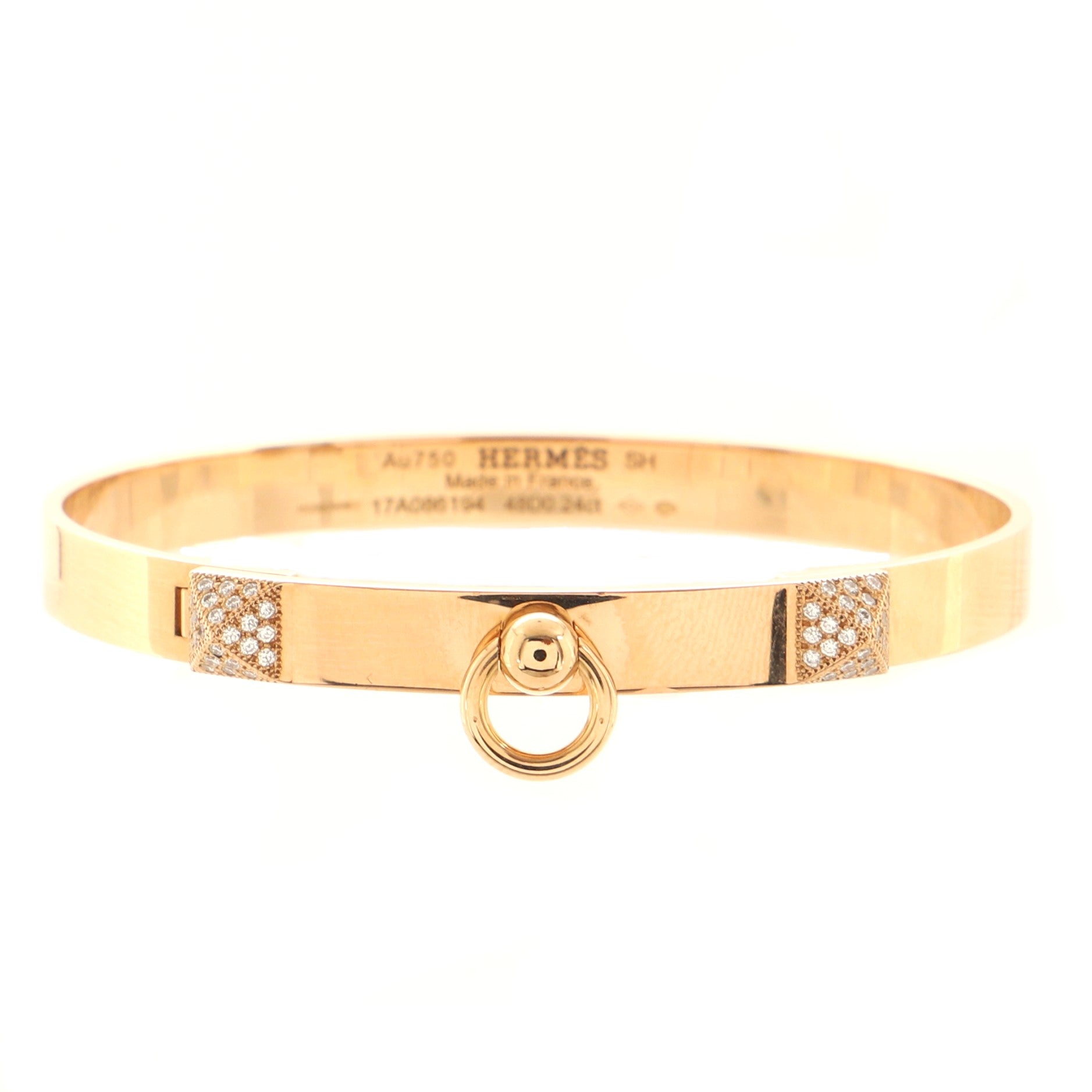 Collier de Chien Bracelet 18K Rose Gold with Pave Diamond Studs PM