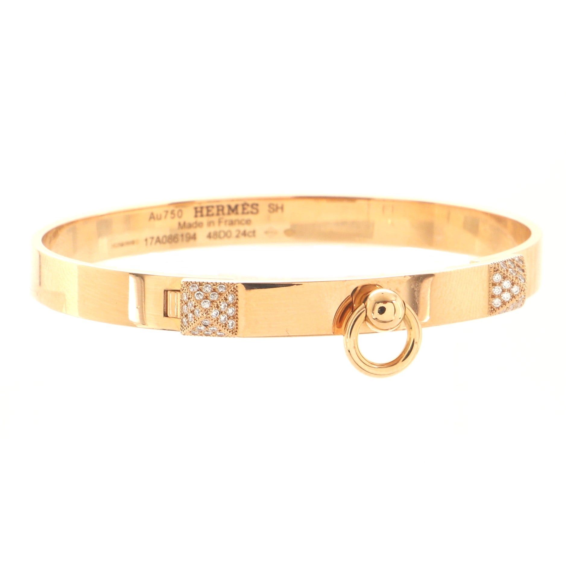 Collier de Chien Bracelet 18K Rose Gold with Pave Diamond Studs PM