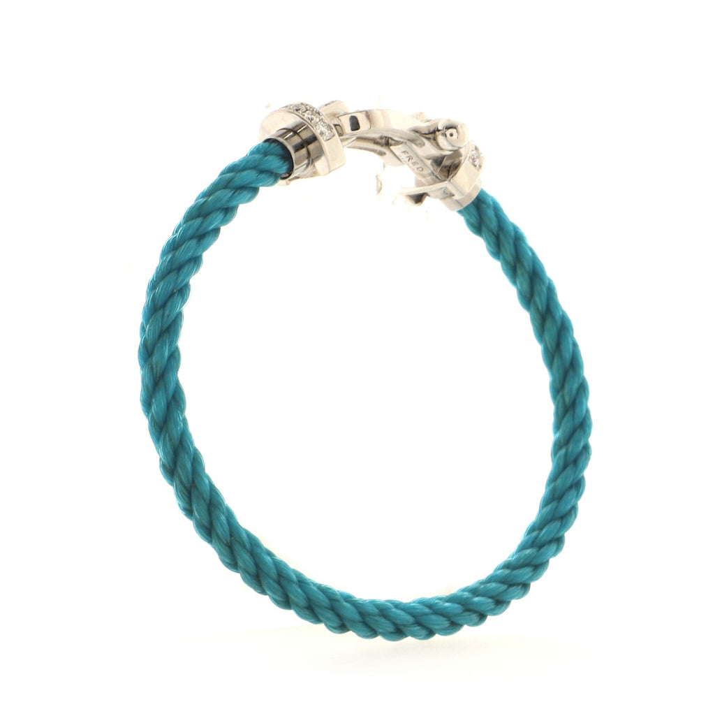 Force 10 Bracelet Woven Cord and Stainless Steel with 18K White Gold and Pave Diamonds Large