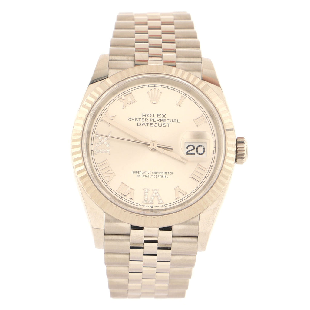 Oyster Perpetual Datejust Automatic Watch Stainless Steel and White Gold with Diamond VI and IX Numerals 36