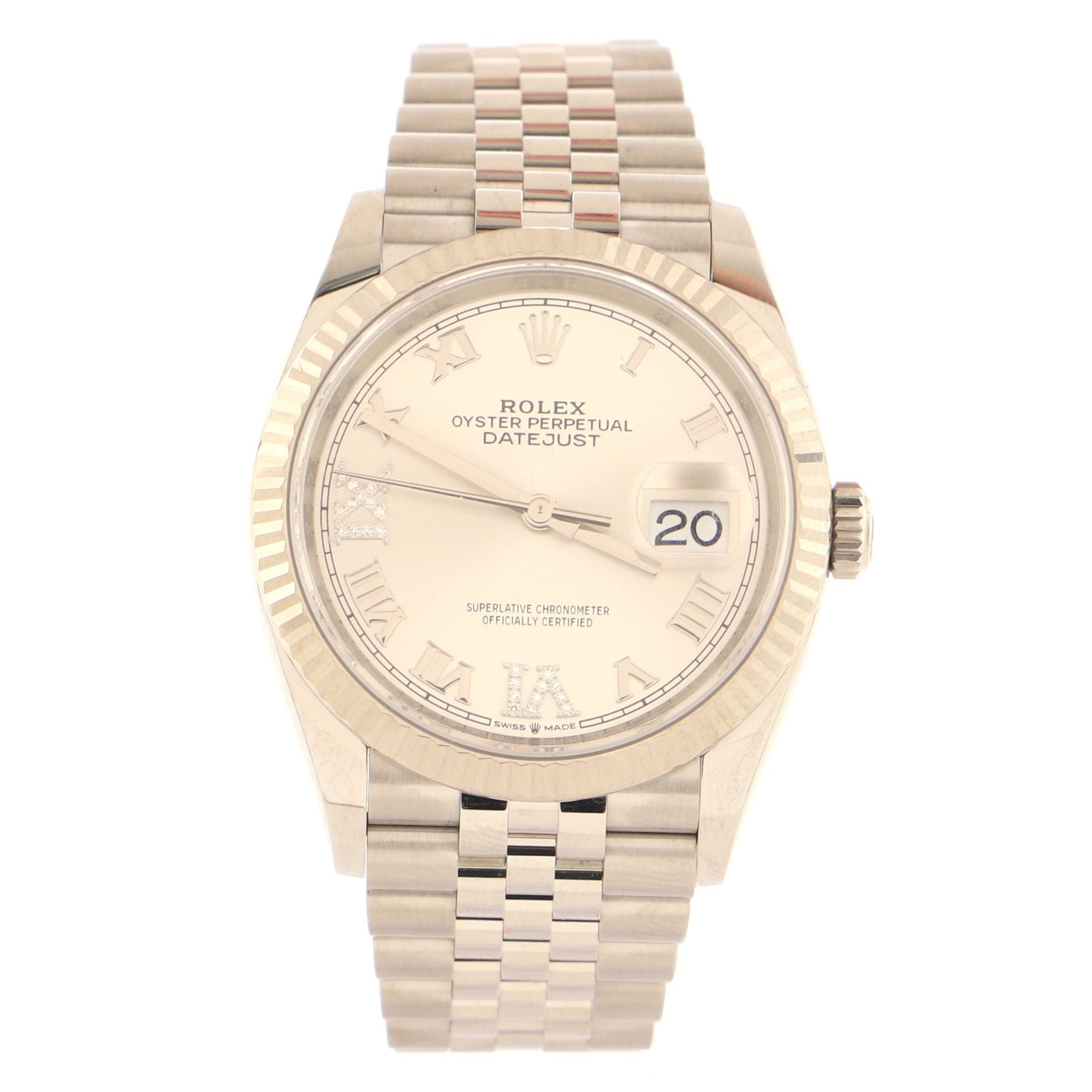 Oyster Perpetual Datejust Automatic Watch Stainless Steel and White Gold with Diamond VI and IX Numerals 36