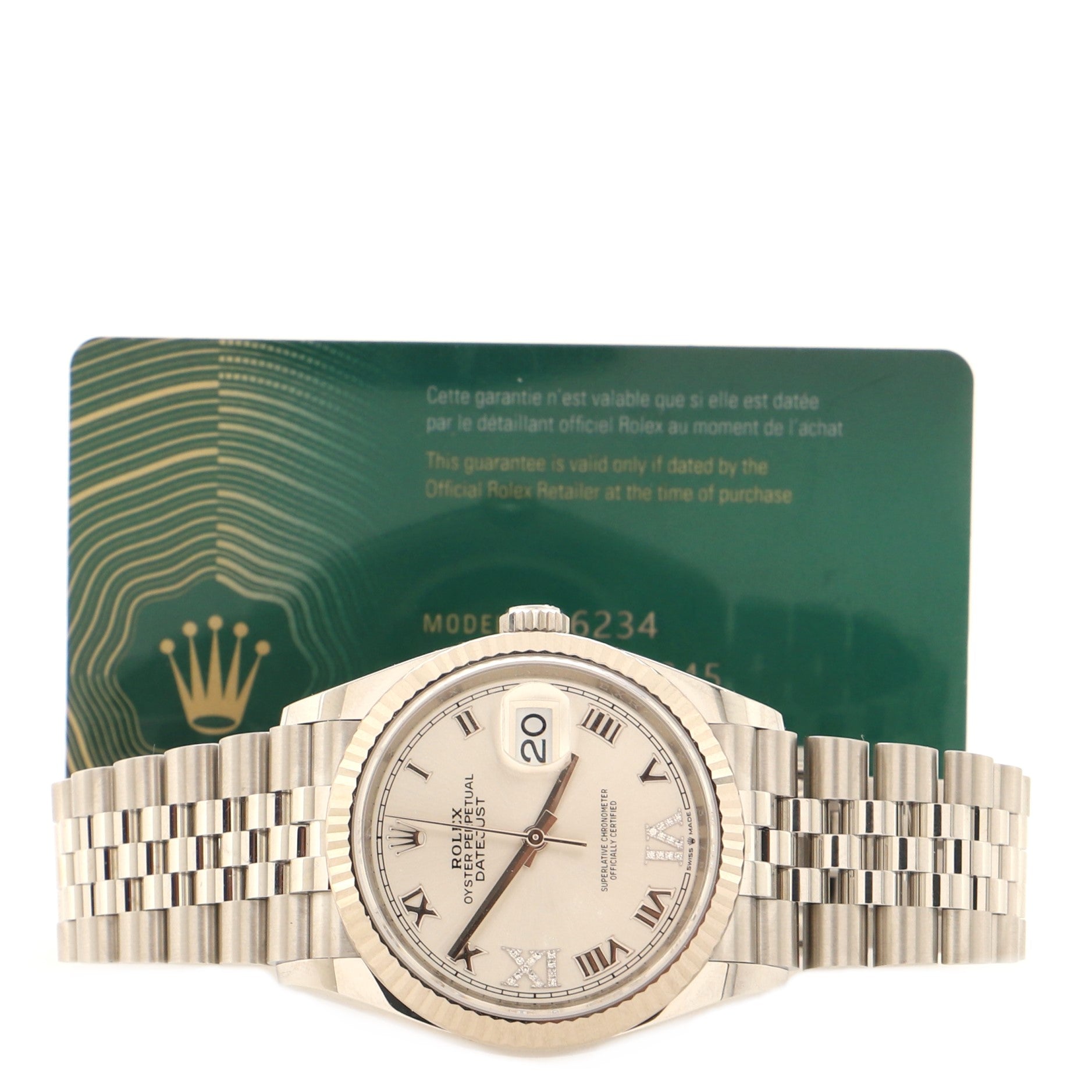 Oyster Perpetual Datejust Automatic Watch Stainless Steel and White Gold with Diamond VI and IX Numerals 36