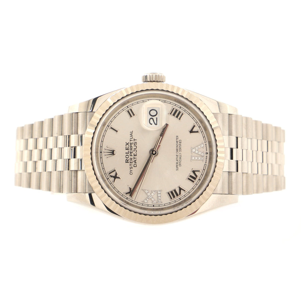 Oyster Perpetual Datejust Automatic Watch Stainless Steel and White Gold with Diamond VI and IX Numerals 36