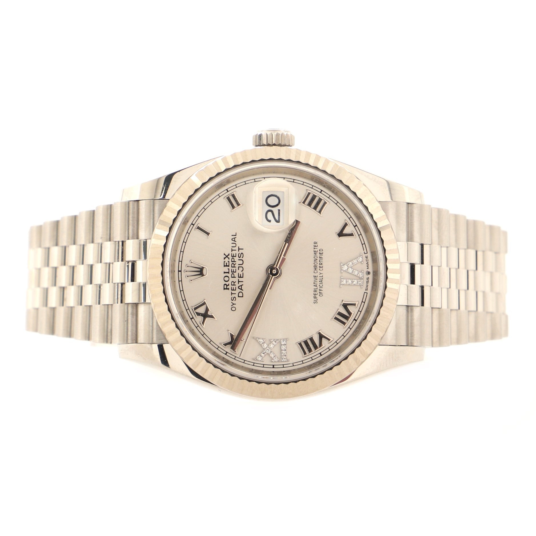 Oyster Perpetual Datejust Automatic Watch Stainless Steel and White Gold with Diamond VI and IX Numerals 36