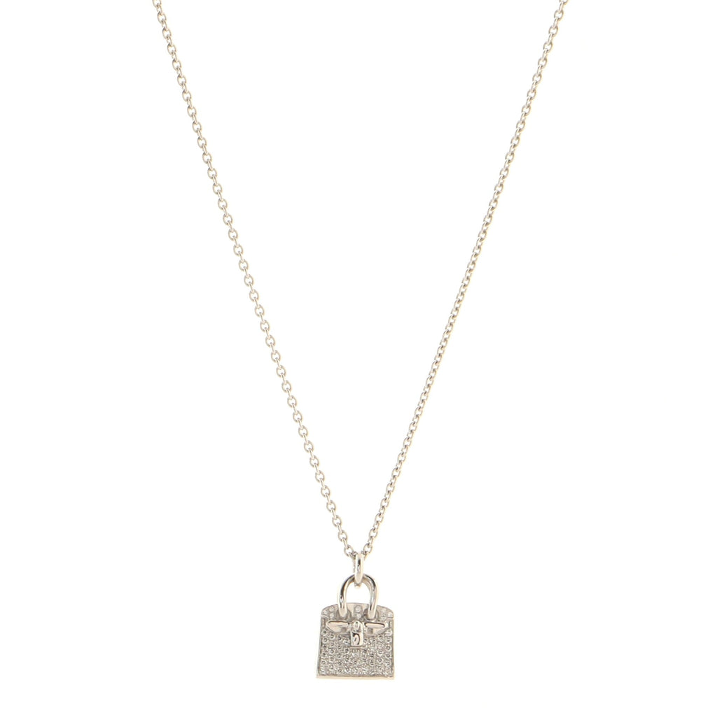 Birkin Amulette Pendant Necklace 18K White Gold and Diamonds