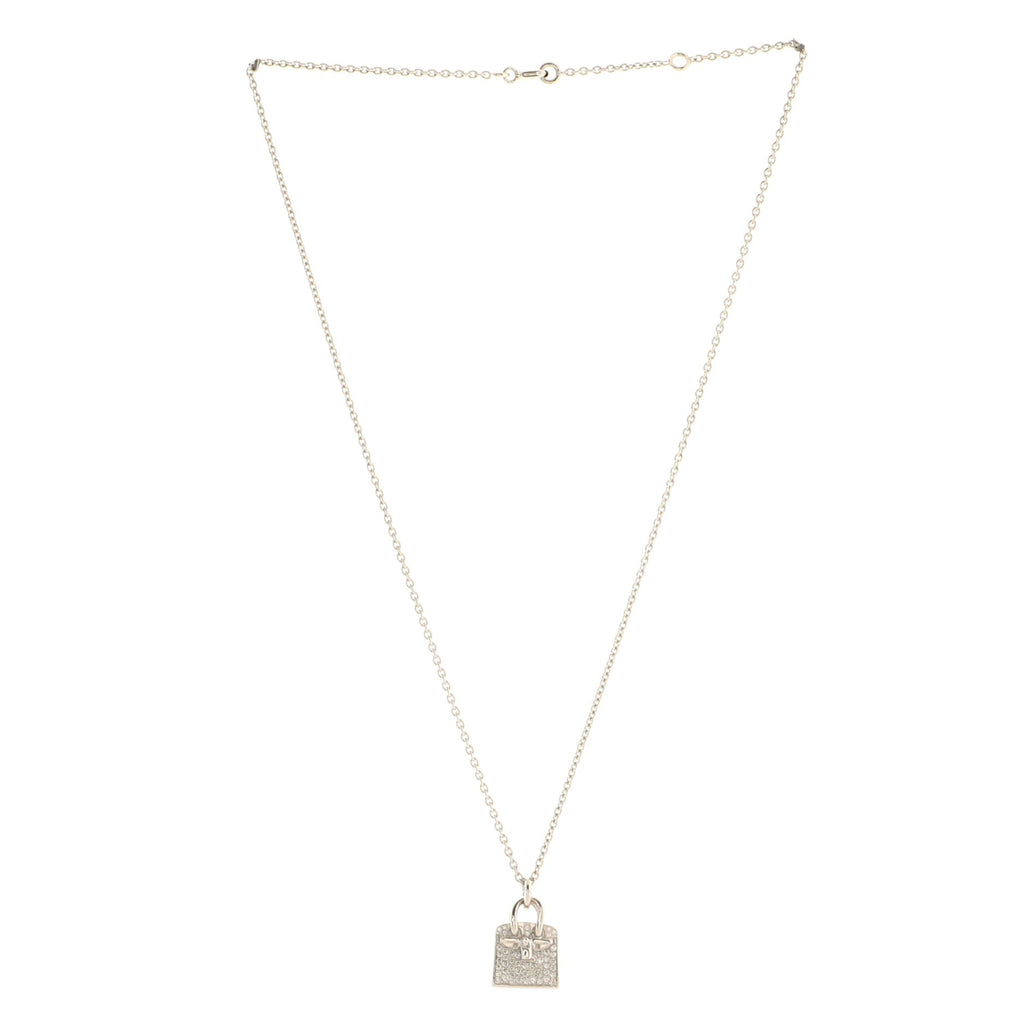 Birkin Amulette Pendant Necklace 18K White Gold and Diamonds